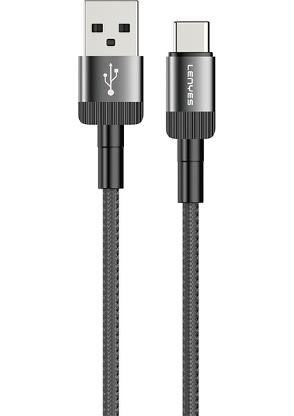 LC546 Usb-A To Type-C Örgü Tasarımlı Hızlı Şarj Özellikli Data ve Şarj Kablosu 12W 1m Siyah
