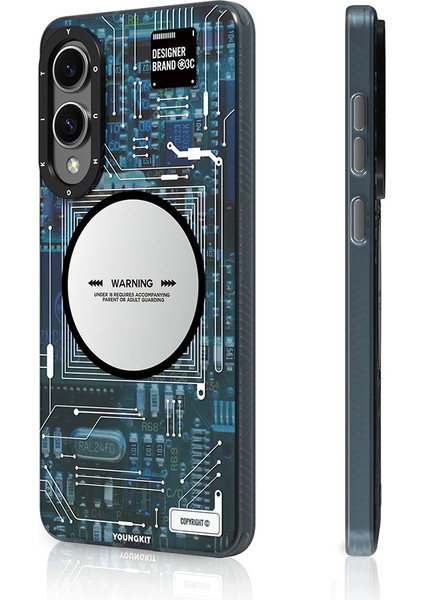 Galaxy S25 Edge Kılıf M-Safe Uyumlu Youngkit Technology Serisi Kapak Mavi