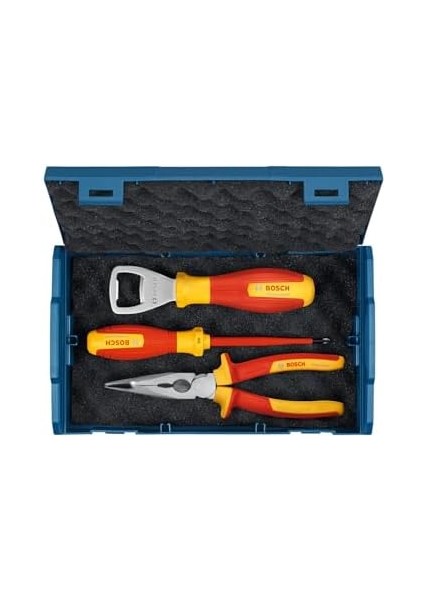 Profesyonel Vde El Aleti Seti 3 Parça (1x Şişe Açacağı; 1x Yıldız Tornavida Ph1 x 100MM; 1x Yan Keski 160MM; 1x L-Boxx Mini)