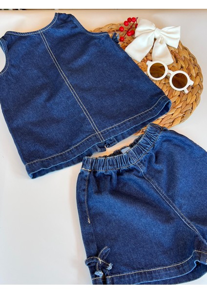 Kız Çocuk Şortlu Kot Denim Takım