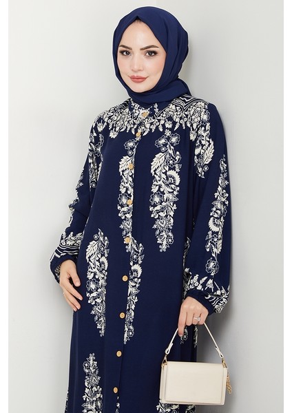 Pela Dokuma Viskon Elbise 1548 - Lacivert fiyatları