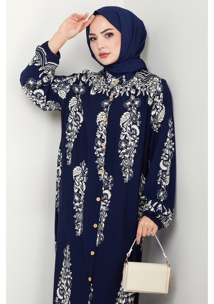 Pela Dokuma Viskon Elbise 1548 - Lacivert fırsatları