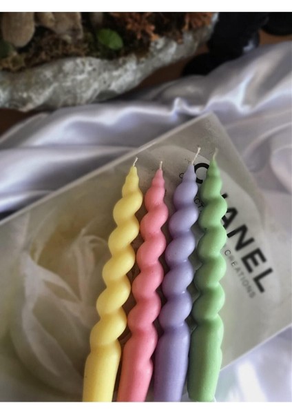 Dekoratif 4'lü Kokulu Burgu Mum Seti