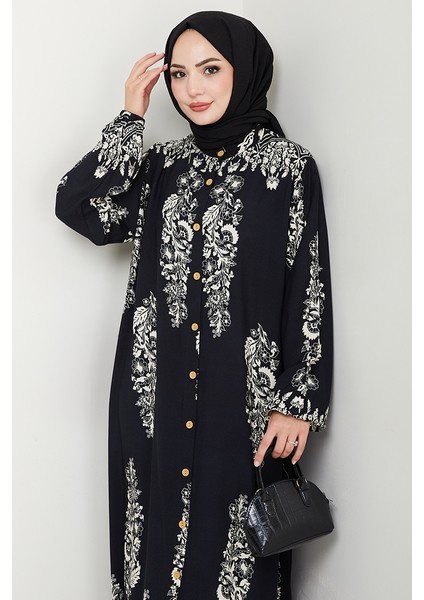 Pela Dokuma Viskon Elbise 1548 - Siyah fırsatları