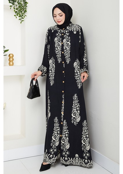 Pela Dokuma Viskon Elbise 1548 - Siyah indirimleri