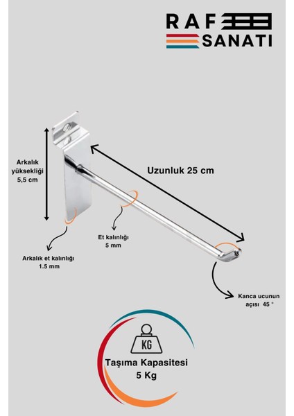 25 Adet Kanallı Pano Kancası 25 cm - Askı Kanca Raf Askısı Raf Aksesuar Tel Askı Raf Kancası fiyatları