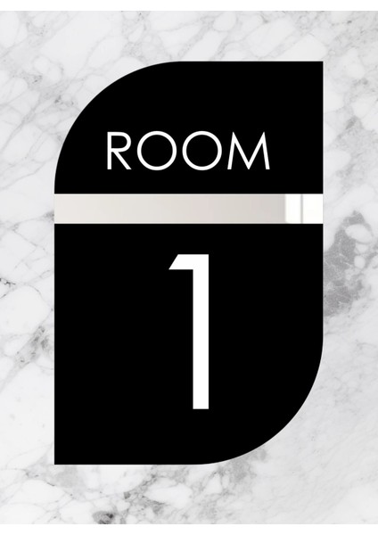 Dikey Otel Kapı - Daire - Bina - Numarası Siyah Pleksi No - 1 Bir