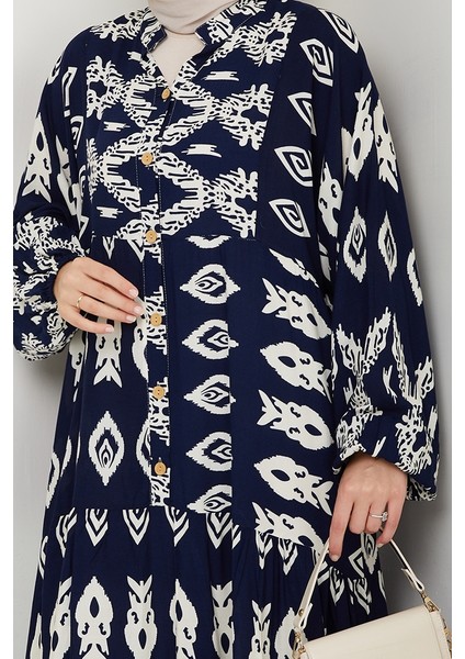 Liza Dokuma Viskon Elbise 1544 - Lacivert fiyatları