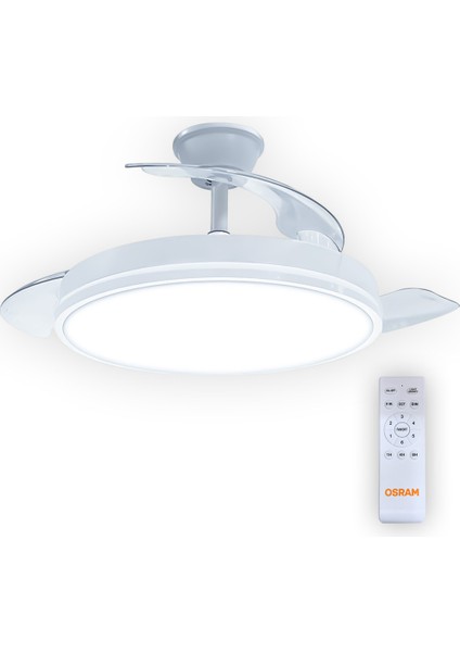 Ceiling Wing Fan 36W D105 Beyaz Kumandalı Tavan Vantilatör