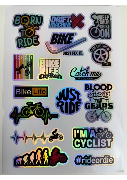 Bisiklet Sticker ( Etiket ) Notebook,kask, Duvar, Bisiklet, Motosiklet, Dolap, Kapı A4 Boyutlarında modelleri