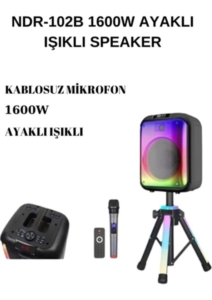 Bluetooth Hoparlör Standlı/ışıklı/kumandalı/mikrofonlu 40W - 3600 Mah Yüksek Performans
