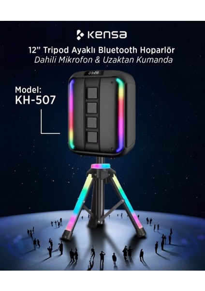 Bluetooth Hoparlör Standlı/ışıklı/kumandalı/mikrofonlu 40W - 3600 Mah Yüksek Performans