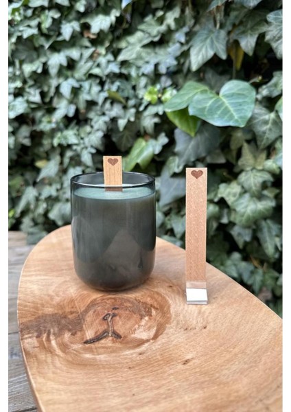 Ahşap Mum Fitili ve Yapışkanlı Fitil Sehpası 20 Adet (15X100X0,5MM) Kalp