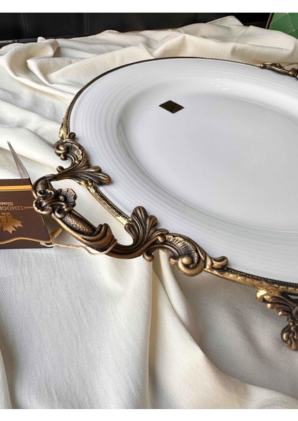 Antique White Kulplu Yuvarlak Tabak 31CM fırsatları