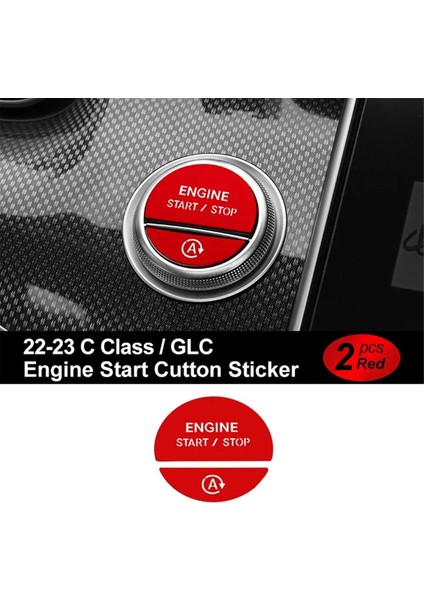 Motor One Start Stop Anahtar Düğmesi Sticker W206 Kırmızı (Yurt Dışından)