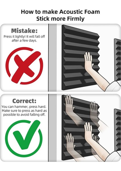 12'li Paket Kendinden Yapışkanlı Ses Geçirmez Köpük Paneller, Siyah (Yurt Dışından)