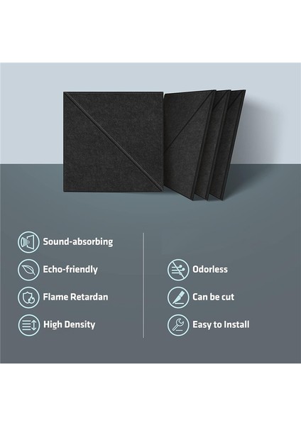 12 Paket Akustik Paneller, Dekoratif Ses Yalıtım Panelleri, Siyah (Yurt Dışından) modelleri