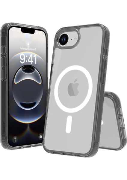 Labs iPhone 16E ile Uyumlu Magsafe Destekli Air Hybrid Şeffaf Kılıf, Darbe Emici Tpu + Pc Şeffaf Kılıf (Siyah)