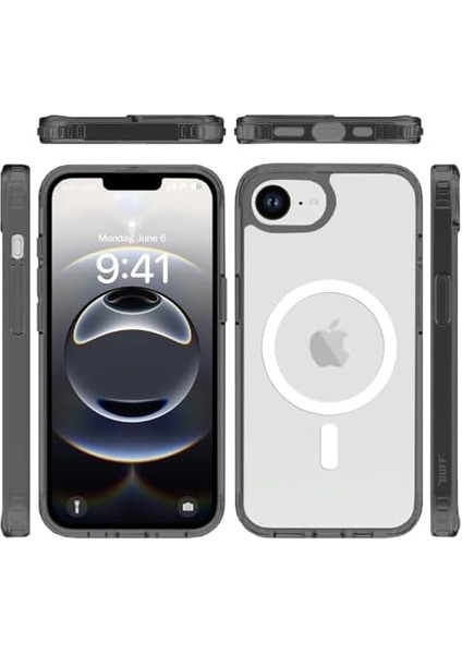 Labs iPhone 16E ile Uyumlu Magsafe Destekli Air Hybrid Şeffaf Kılıf, Darbe Emici Tpu + Pc Şeffaf Kılıf (Siyah) modelleri