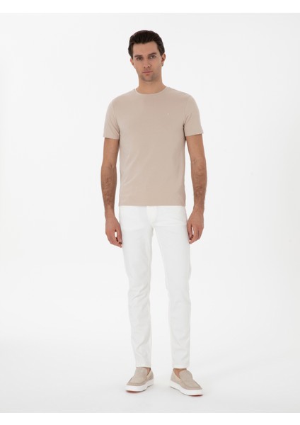 Erkek Beyaz Slim Fit Pamuk Karışımlı Jean Pantolon 50304038-VR013