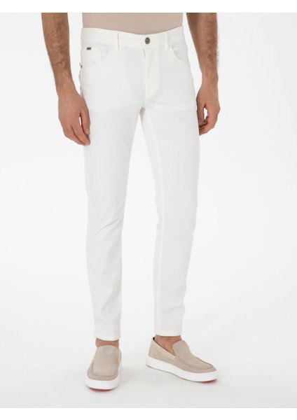 Erkek Beyaz Slim Fit Pamuk Karışımlı Jean Pantolon 50304038-VR013 fiyatları