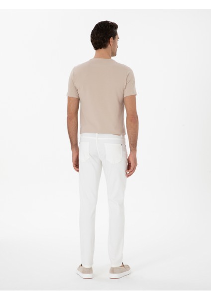 Erkek Beyaz Slim Fit Pamuk Karışımlı Jean Pantolon 50304038-VR013 fırsatları