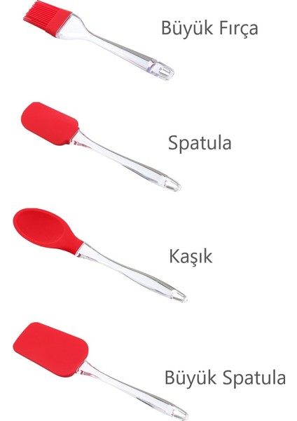 Silikon Spatula Seti, Mutfak, Pasta Spatula, Fırça, Kaşık,büyük Spatula 4'lü Set