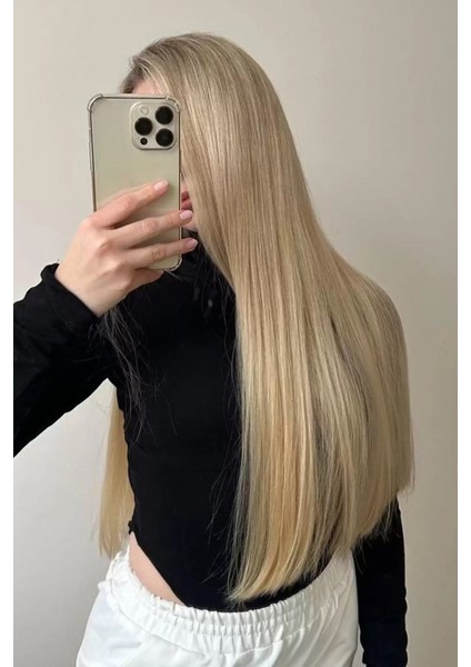 Isıya Dayanıklı Yarım Ay Çıt Çıt Saç Peruk 65CM