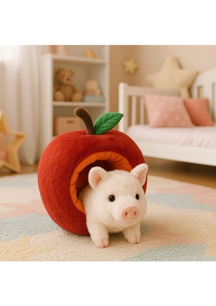 Elma Içinden Çıkan Tatlı Domuzcuk Peluş Oyuncak