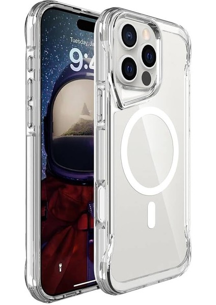 Apple Ile Uyumlu iPhone 16 Pro Max Kılıf Zore Magsafe Şarj Özellikli T-Max Magsafe Kapak Şeffaf