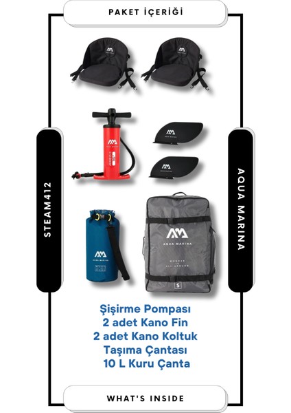 Aqua Marına STEAM-412 Kano Şişme Kano Kayak Çift Kişilik