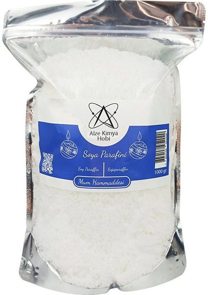 Rafine Beyaz Soya Parafini Mum Hammaddesi | Beyaz Mumlar Yapın | 1 kg Pakette