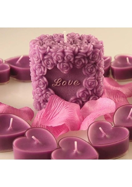 Love Güllü Silindir Silikon Mum Kalıbı