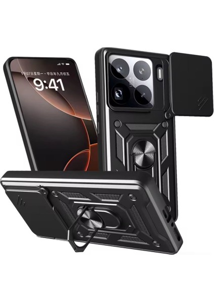 Xiaomi 15 Pro Kılıf Pars Yüzüklü Standlı Darbe Korumalı