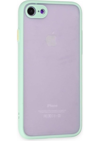 Aksesuar Iphone 6 ve 6s Yan Tuşları Renkli Kamera Korumalı Transparan Tpu Kılıf (Su Yeşili)