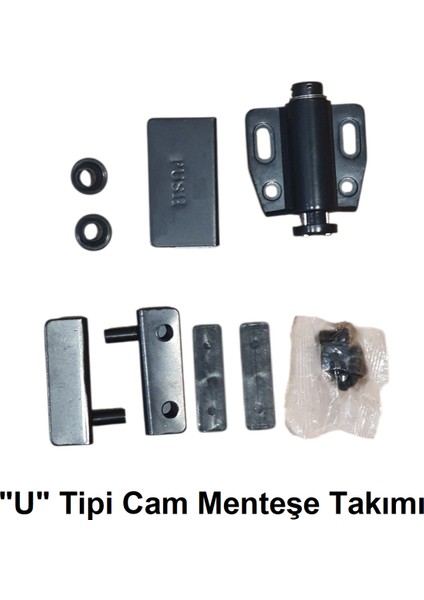 U Tipi Çıtçıtlı Cam Kapak Menteşe Seti 2 Takım