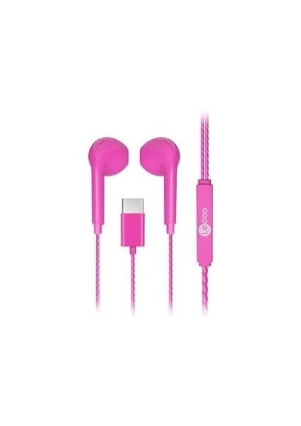 EH104 Kablolu Type-C Girişli Mikrofonlu Kulak Içi Kulaklık - Sağlam Kablo Yapısı, Ses Ayarı Panelli, Stereo Hd Mikrofon, Spor Iş, Oyun Için Evrensel Uyumluluk, Kulak Içi Kulaklık Pembe