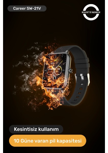 Career Akıllı Saat Bildirim,kalp Atış,uyku Takibi,spor,sağlık, Ios&android Uyumlu 44MM IP67 Uzun Pil Ömrü Türkçe Menü SW-21V indirimleri