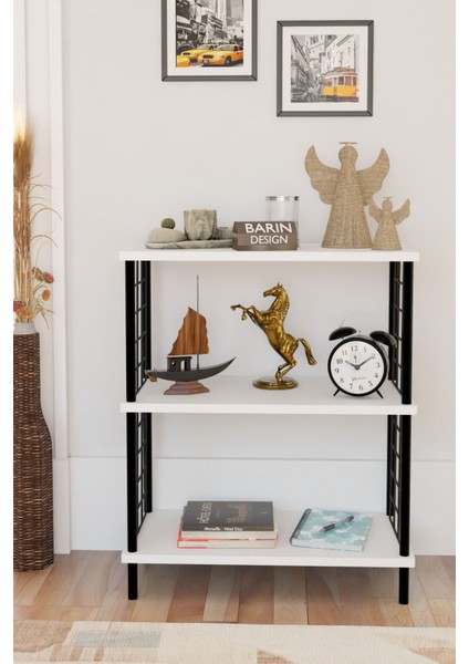 3 Katlı Çevir Kur Dekoratif Salon Rafı Tel Yan Panelli Açık Kitaplık, Biblo ve Aksesuar Düzenleyici fiyatları