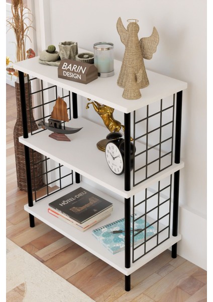 3 Katlı Çevir Kur Dekoratif Salon Rafı Tel Yan Panelli Açık Kitaplık, Biblo ve Aksesuar Düzenleyici modelleri