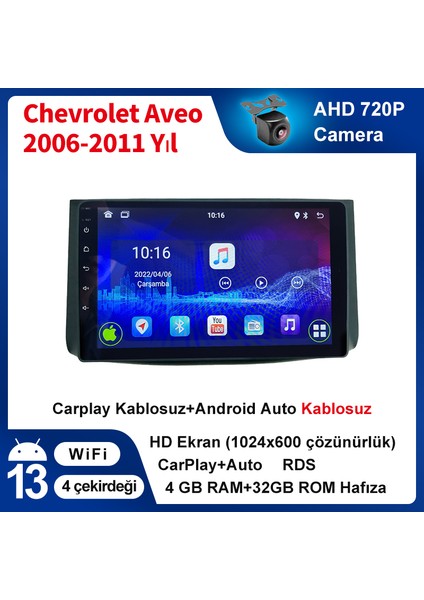 Chevrolet Aveo 2006-2011 Yıl Uyumlu 9 Inç 4 GB Ram 32 GB Hafıza Multimedya Carplay Navigasyon