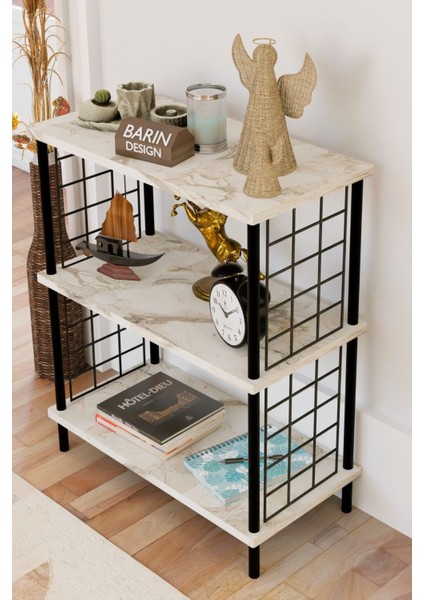 3 Katlı Çevir Kur Dekoratif Salon Rafı Tel Yan Panelli Açık Kitaplık, Biblo ve Aksesuar Düzenleyici modelleri