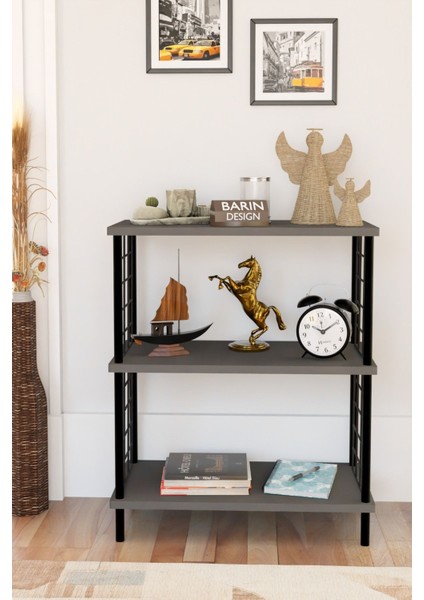 3 Katlı Çevir Kur Dekoratif Salon Rafı Tel Yan Panelli Açık Kitaplık, Biblo ve Aksesuar Düzenleyici fiyatları