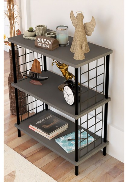 3 Katlı Çevir Kur Dekoratif Salon Rafı Tel Yan Panelli Açık Kitaplık, Biblo ve Aksesuar Düzenleyici modelleri