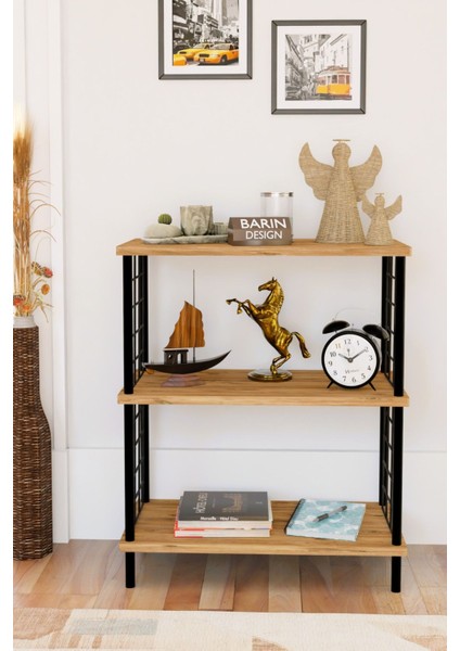 3 Katlı Çevir Kur Dekoratif Salon Rafı Tel Yan Panelli Açık Kitaplık, Biblo ve Aksesuar Düzenleyici fiyatları