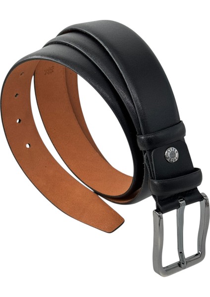 Siyah Hakiki Deri Düz Renk 3.5 Cm.lik Klasik Kemer - 200-DÜZ fırsatları