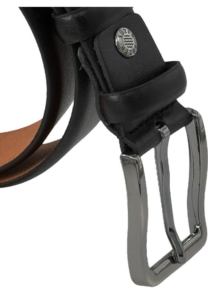 Siyah Hakiki Deri Düz Renk 3.5 Cm.lik Klasik Kemer - 200-DÜZ indirimleri