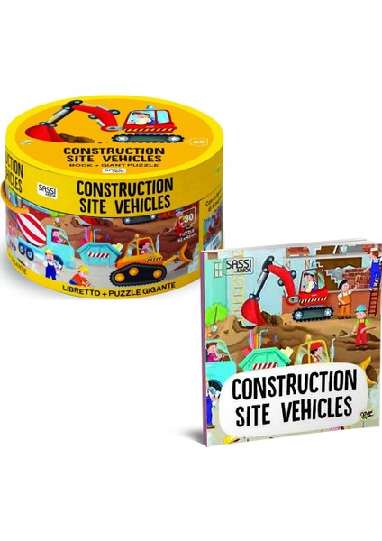 Yuvarlak Kutulu Puzzle // Construction Site Vehicles (30 Parça)
