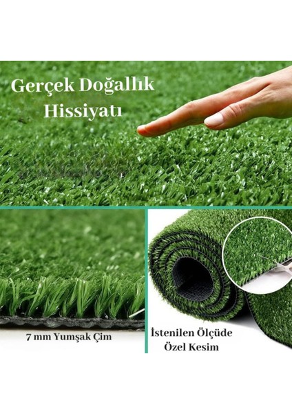 Dekoratif Kaliteli Yeşil Suni Çim Kaymaz Suya Isıya Dayanıklı Bahçe Teras Balkon Halısı