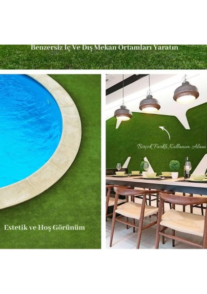 Dekoratif Kaliteli Yeşil Suni Çim Kaymaz Suya Isıya Dayanıklı Bahçe Teras Balkon Halısı